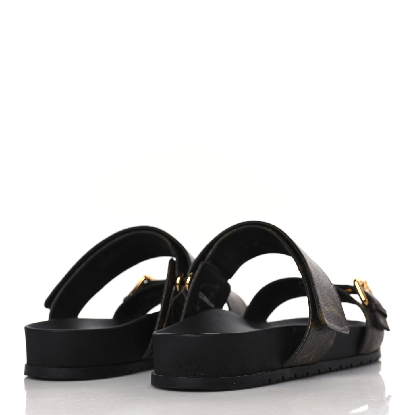 Patent Monogram Bom Dia Flat Mule Sandals 39 Black