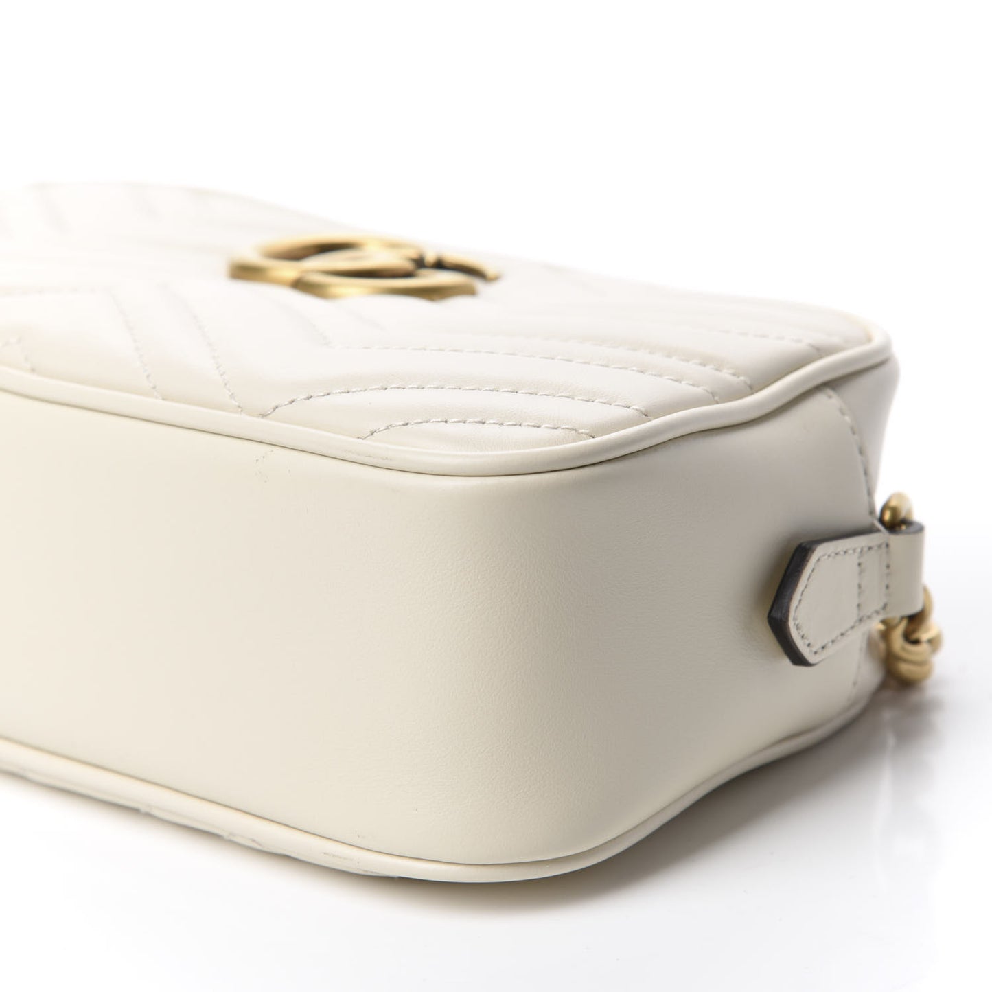 Calfskin Matelasse Small GG Marmont Chain Shoulder Bag White