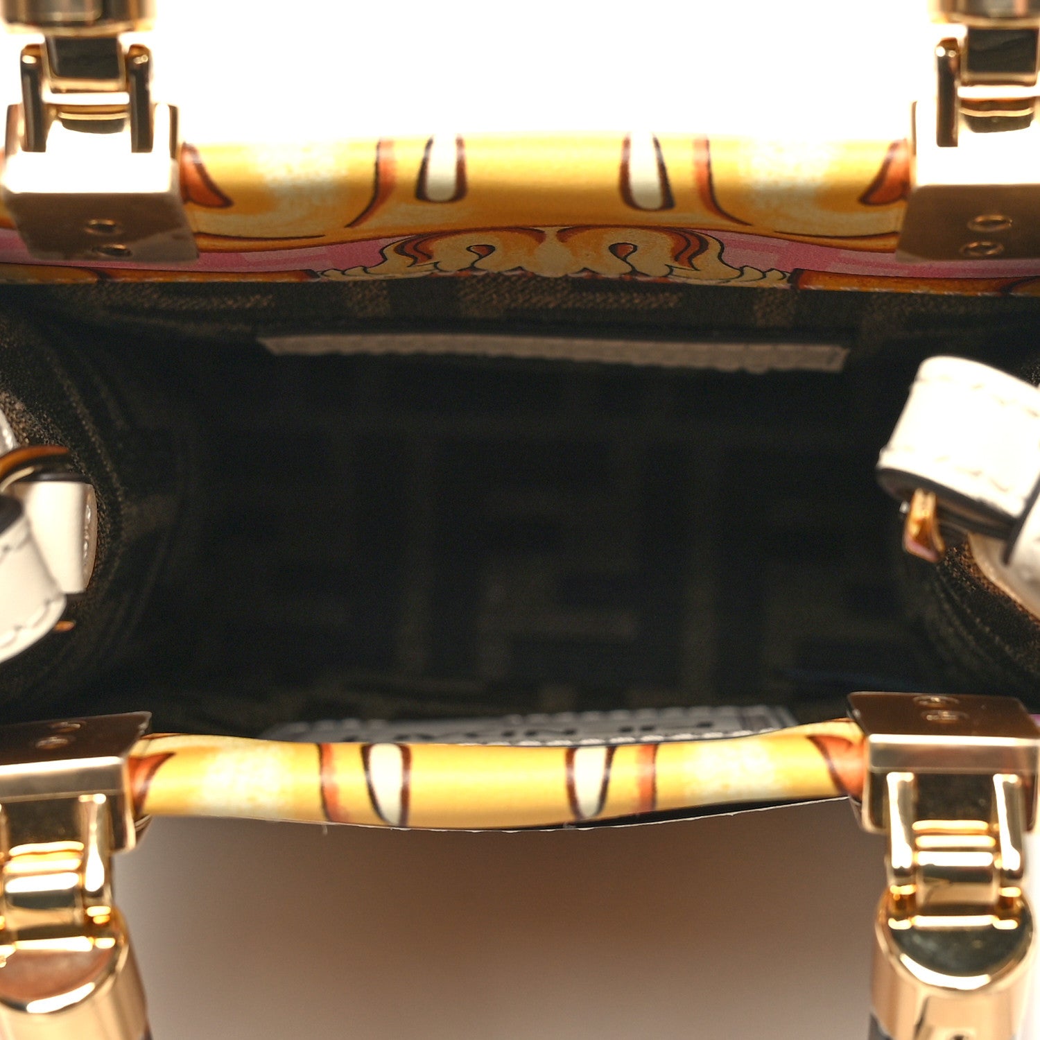 Fendi X VERSACE Calfskin Plexiglass Fendace FF Baroque Mini Fendi Sunshine Shopper Tote Gold Rosa White Ice Ciad 5 of 11