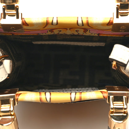 Fendi X VERSACE Calfskin Plexiglass Fendace FF Baroque Mini Fendi Sunshine Shopper Tote Gold Rosa White Ice Ciad 5 of 11