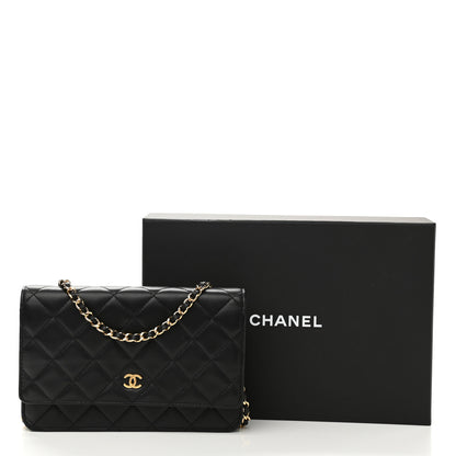 Chanel Lambskin Quilted Wallet On Chain WOC Black 13 of 13