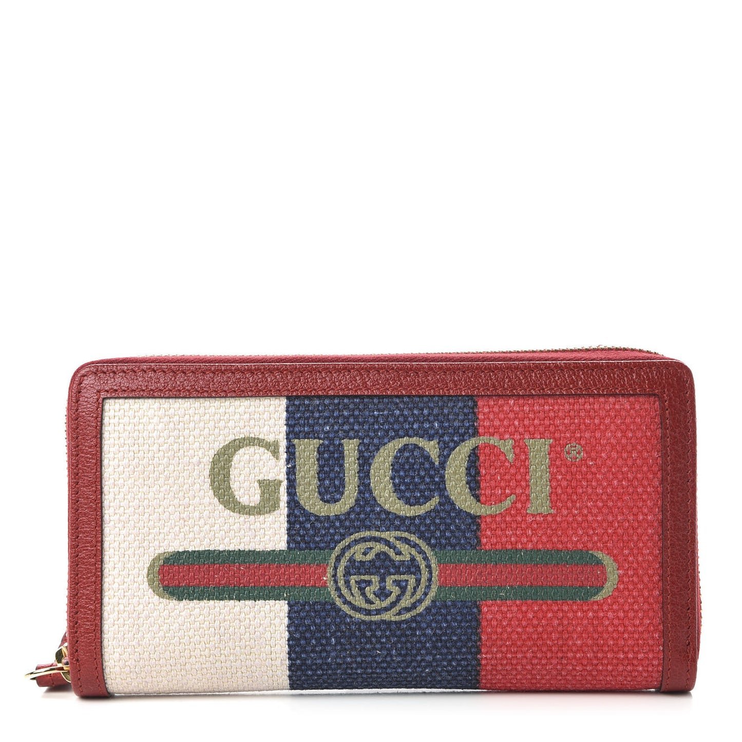 Canvas Sylvie Stripe Logo Zip Around Wallet Mystic White Hibiscus Red Maritime