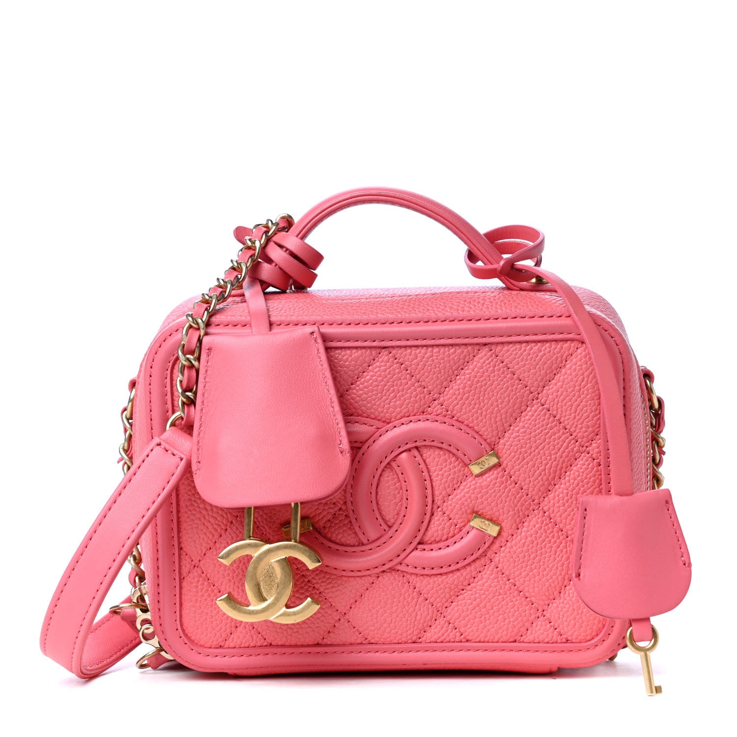 Chanel Caviar Quilted Small CC Filigree Vanity Case Pink 1 of 6