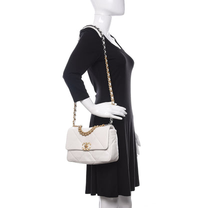 Chanel Goatskin Quilted Medium 19 Flap White 2 of 11