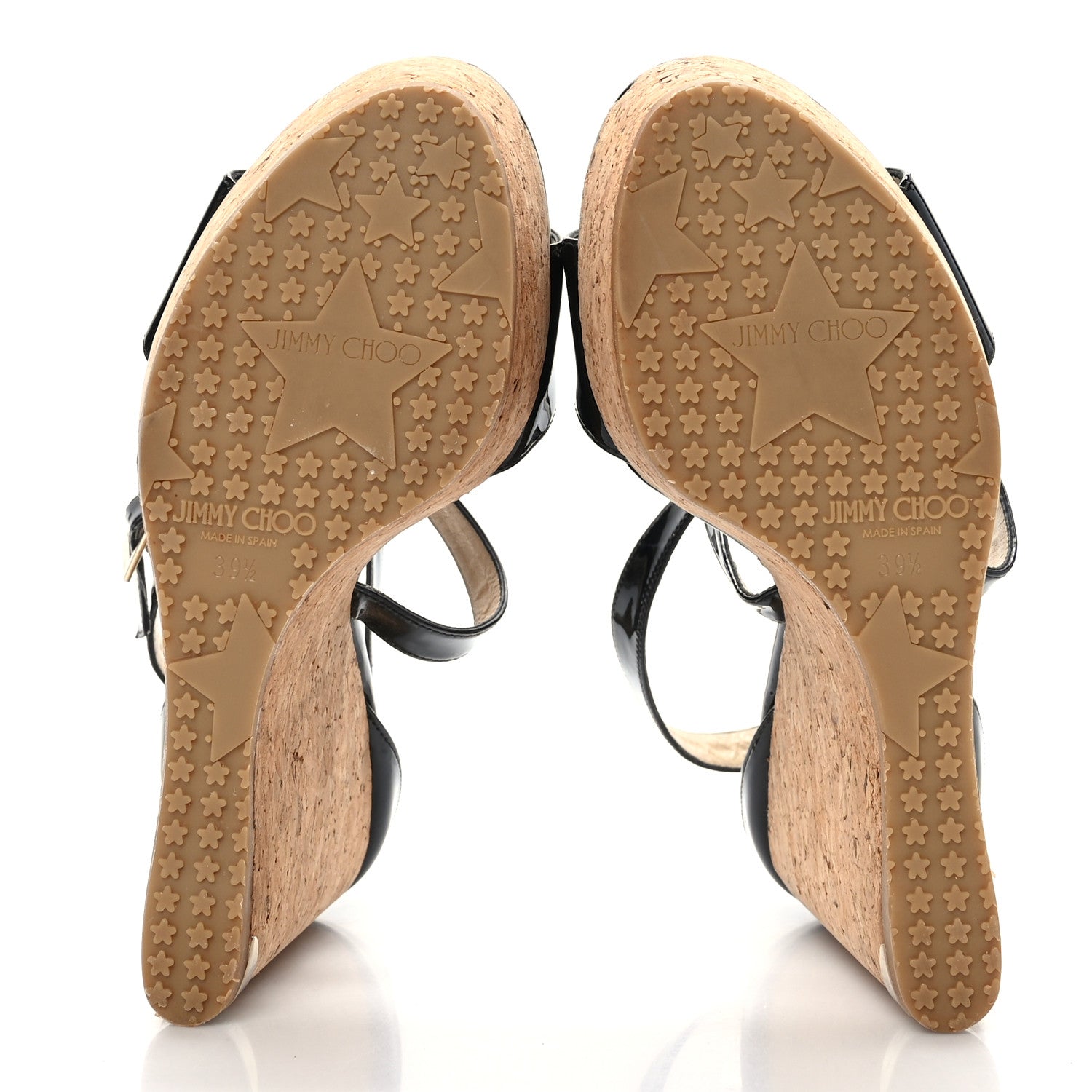 Jimmy Choo Patent Cork Portia 120 Wedge Sandals 39.5 Black 5 of 7