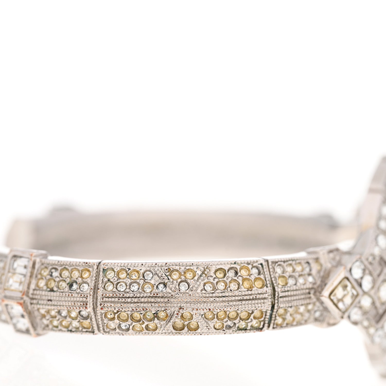 Chanel Crystal CC Cuff Silver Blue 5 of 7