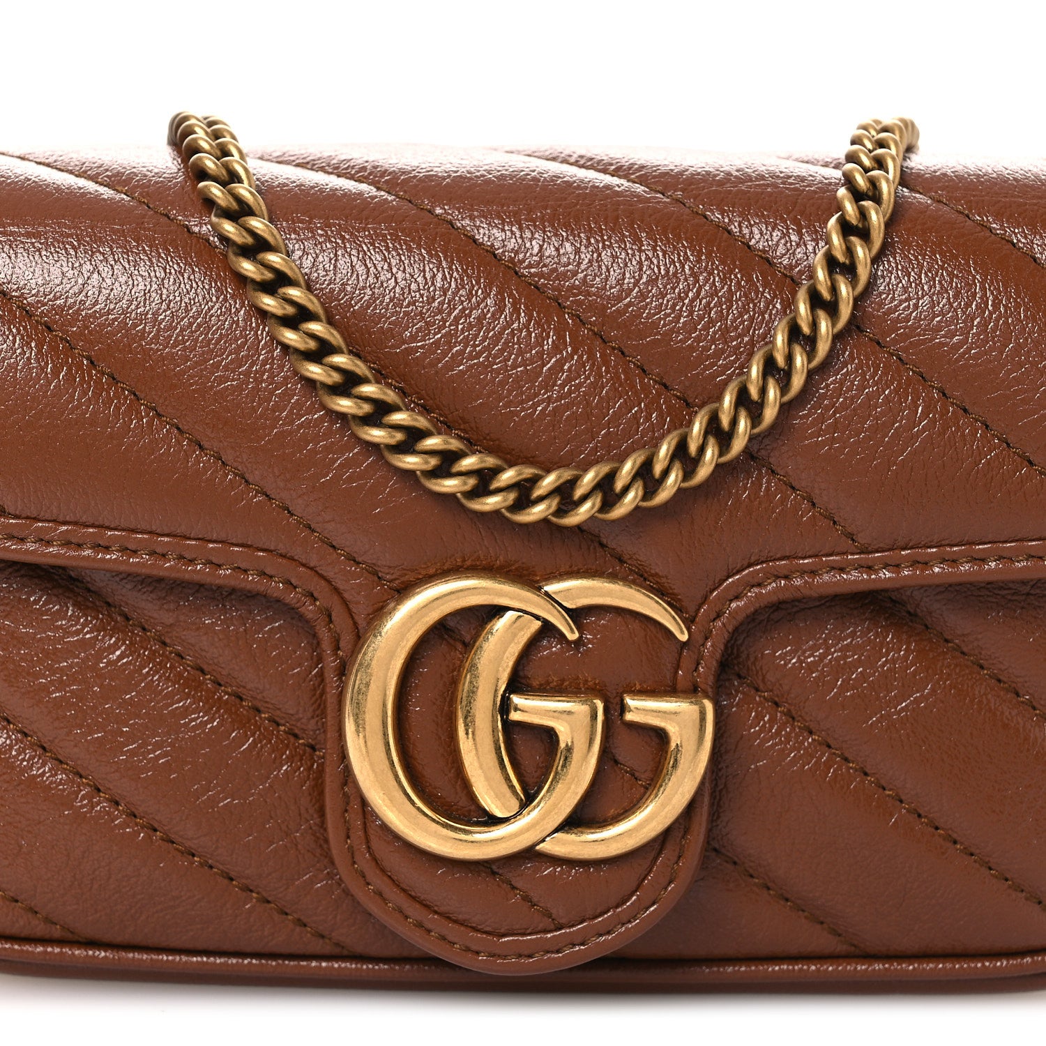 Gucci Azalea Calfskin Matelasse Diagonal Super Mini GG Marmont