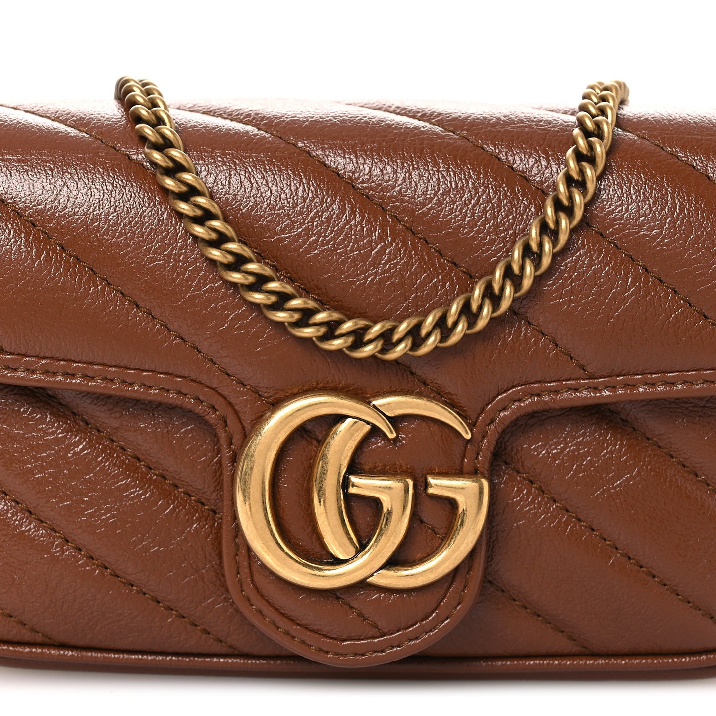 Azalea Calfskin Matelasse Diagonal Super Mini GG Marmont Shoulder Bag Cuir