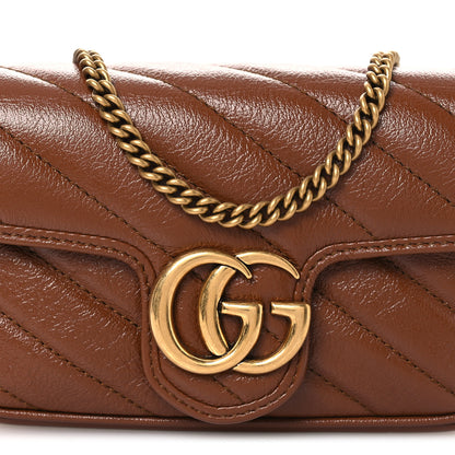 Gucci Azalea Calfskin Matelasse Diagonal Super Mini GG Marmont Shoulder Bag Cuir 8 of 11