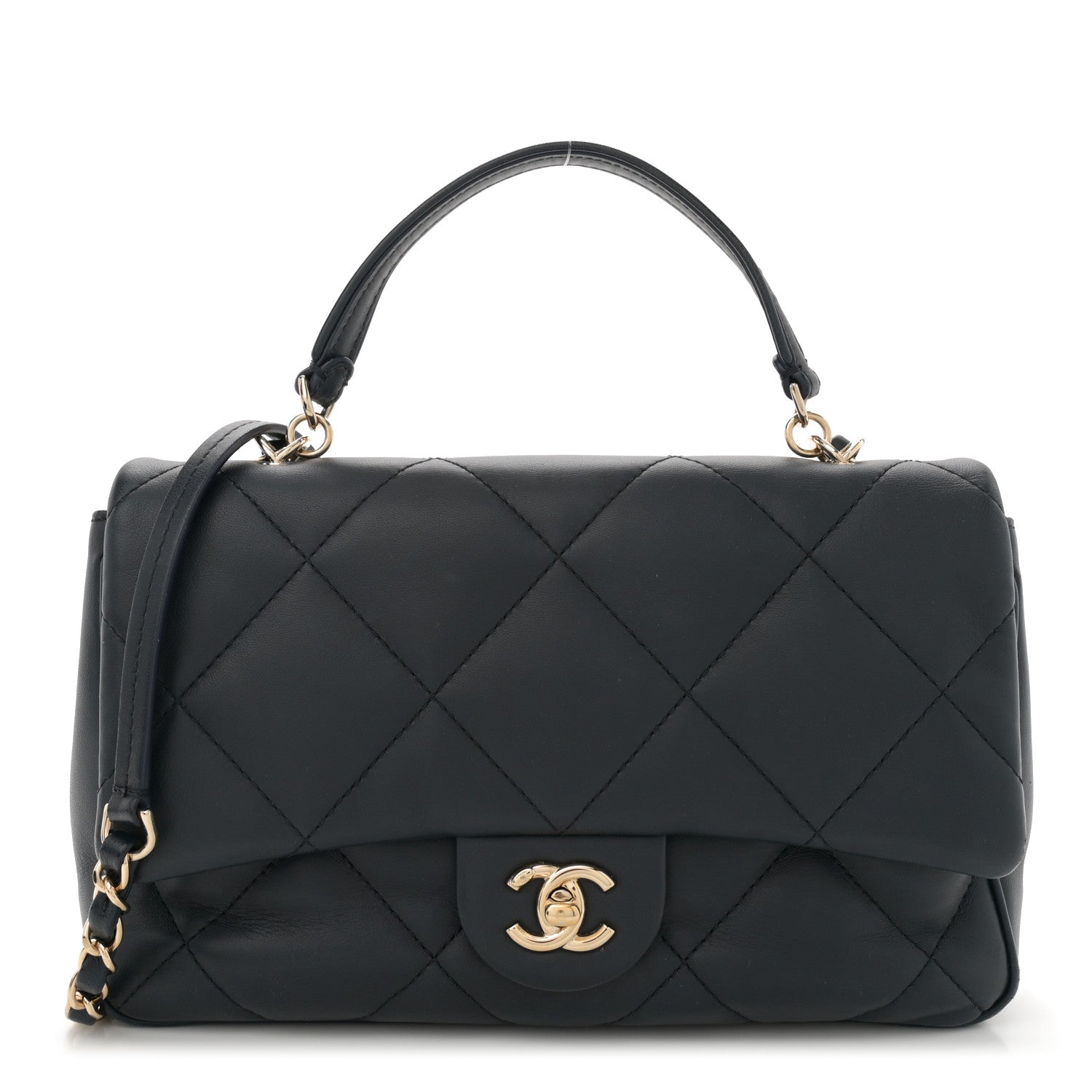 Chanel Lambskin Quilted Easy Carry Flap Navy 1 of 12