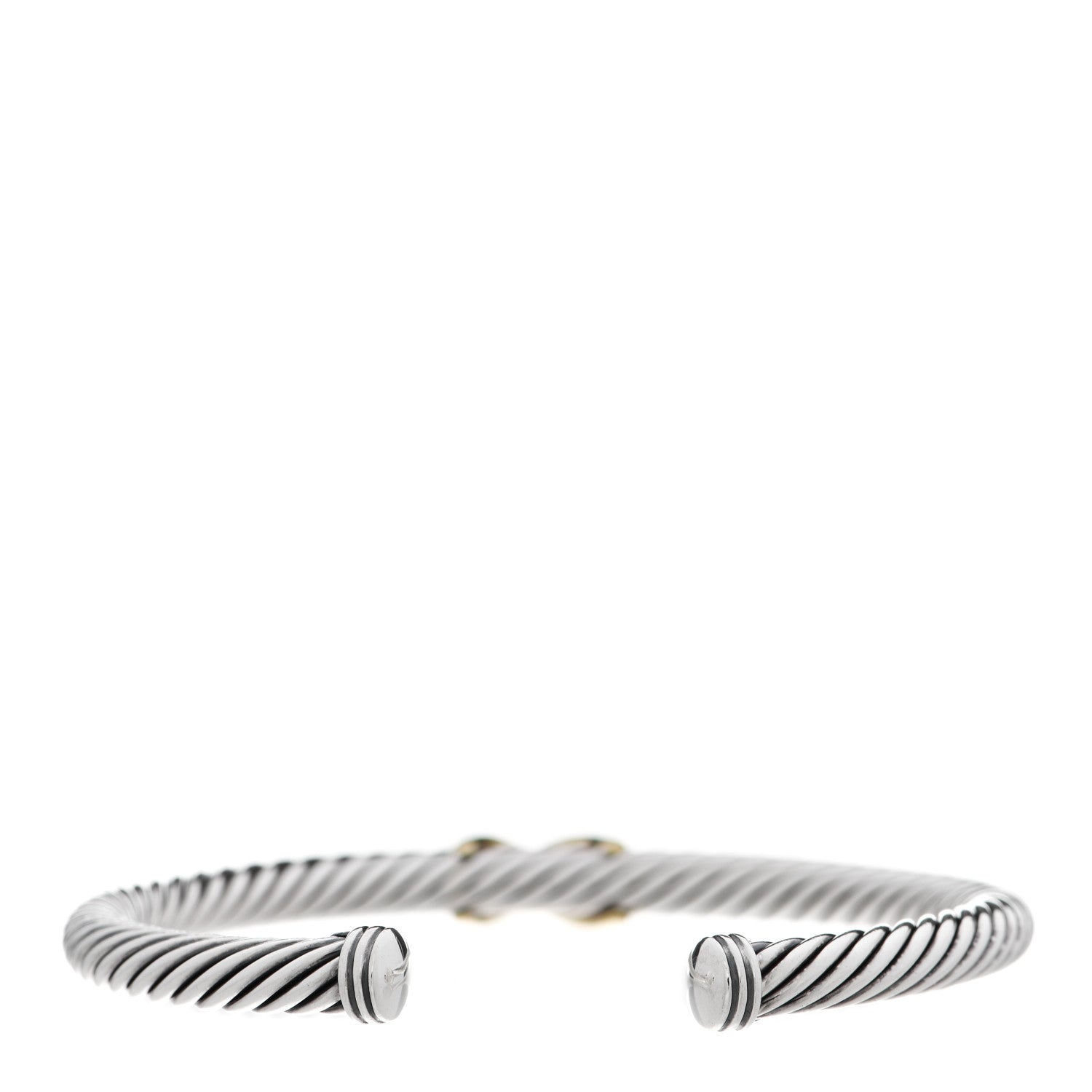 David Yurman Sterling Silver 14K Yellow Gold 5mm X Station Cable Bracelet 2 of 4