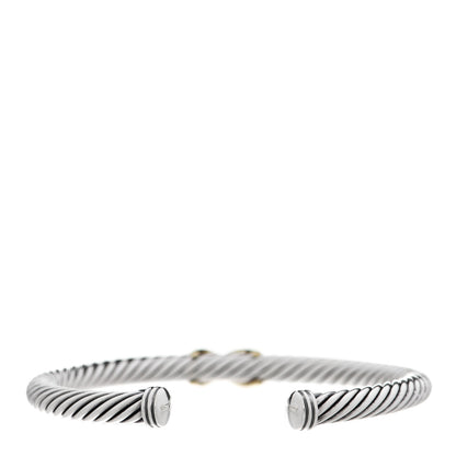 David Yurman Sterling Silver 14K Yellow Gold 5mm X Station Cable Bracelet 2 of 4