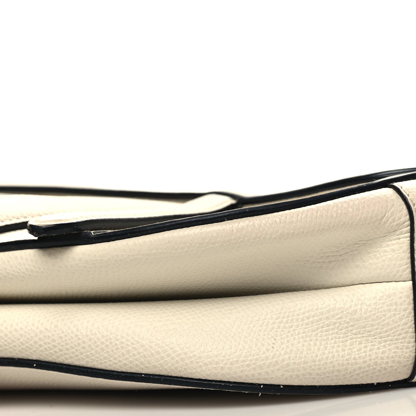 Grained Calfskin Saddle Bag White
