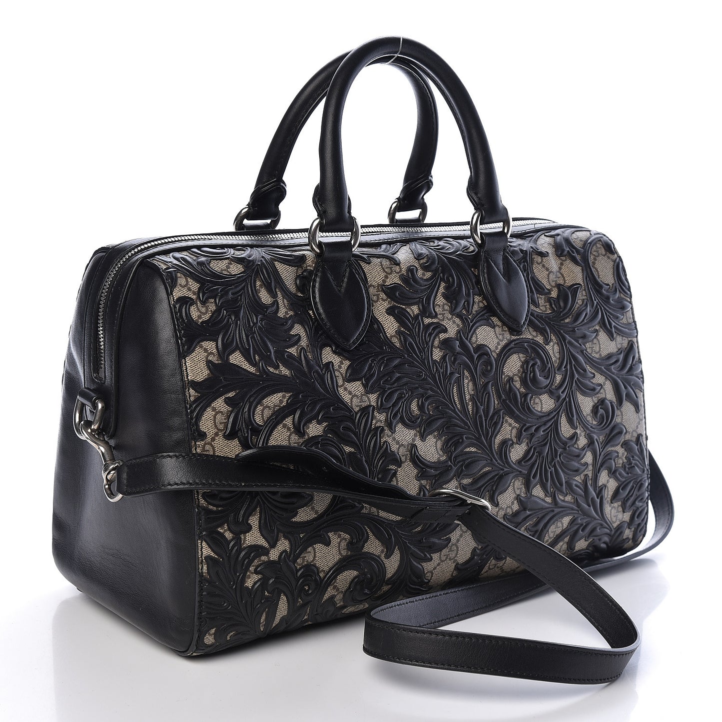 GG Supreme Monogram Arabesque Medium Boston Black