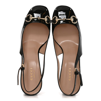 Gucci Vernice Crystal Horsebit Lady Slingback Pumps 38.5 Black 5 of 10