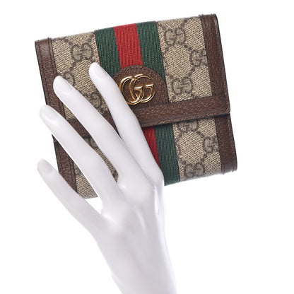 Gucci GG Supreme Monogram Web Ophidia French Flap Wallet Beige New Acero 2 of 8