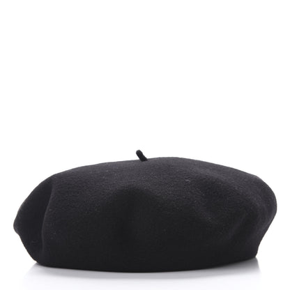 Hermes Merino Wool Clou De Sel Bonnie Beret 58 Black 3 of 9