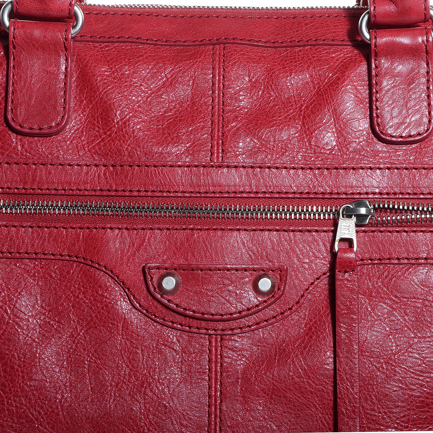 Balenciaga Agneau Classic Hardware Oversize Top Handle Bag Groseille 10 of 10