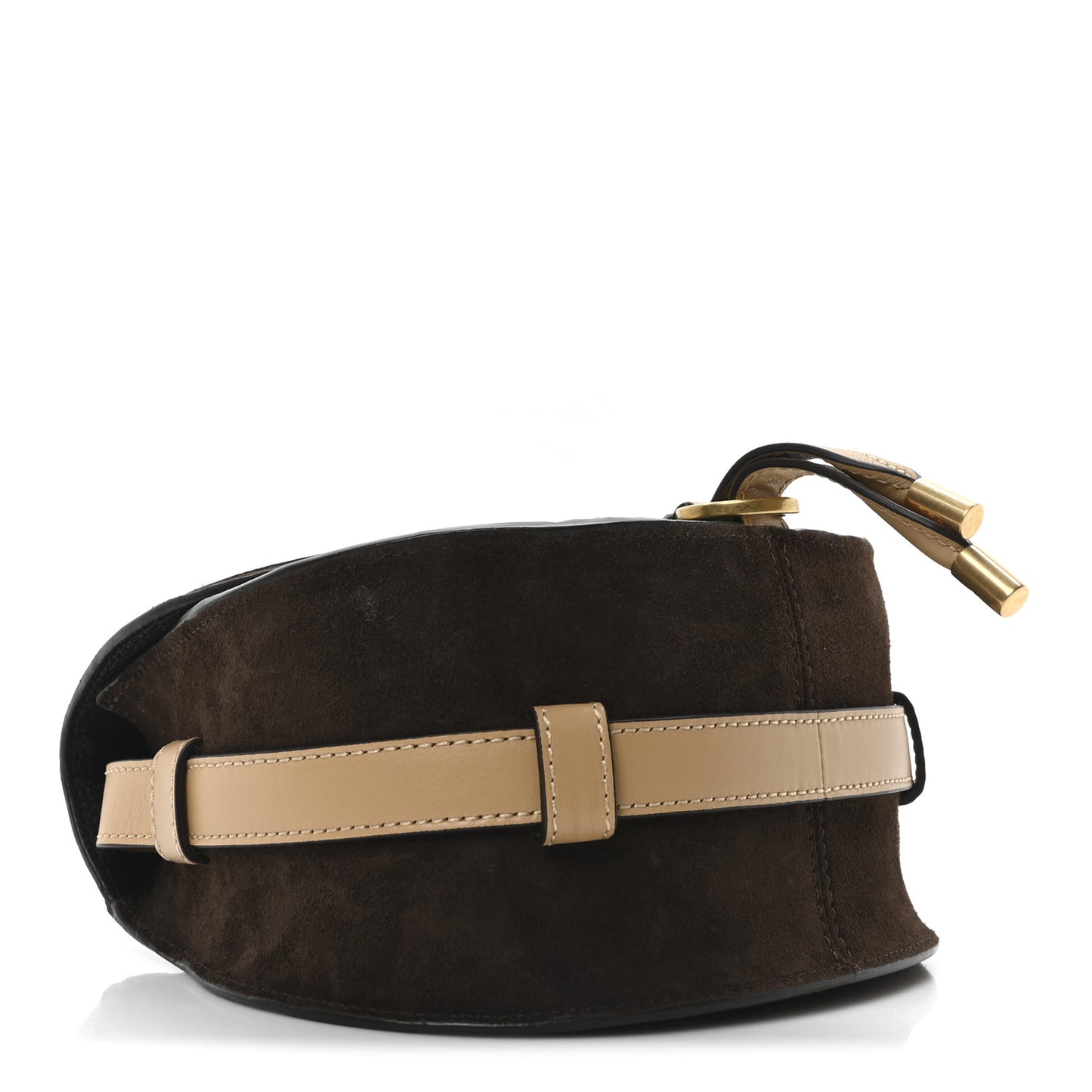 Suede Calfskin Small Marcie Saddle Bag Chocolate Brown