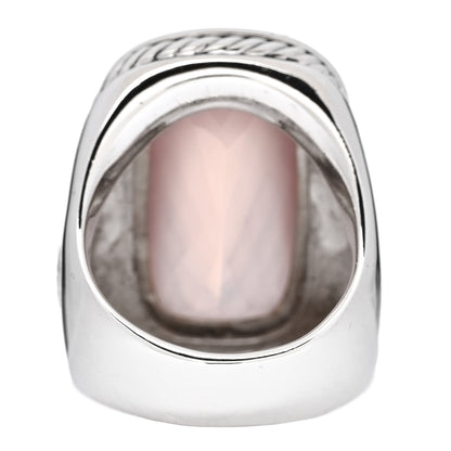 David Yurman Sterling Silver Diamond Rose Quartz 21mm Albion Statement Ring 52 6 4 of 7
