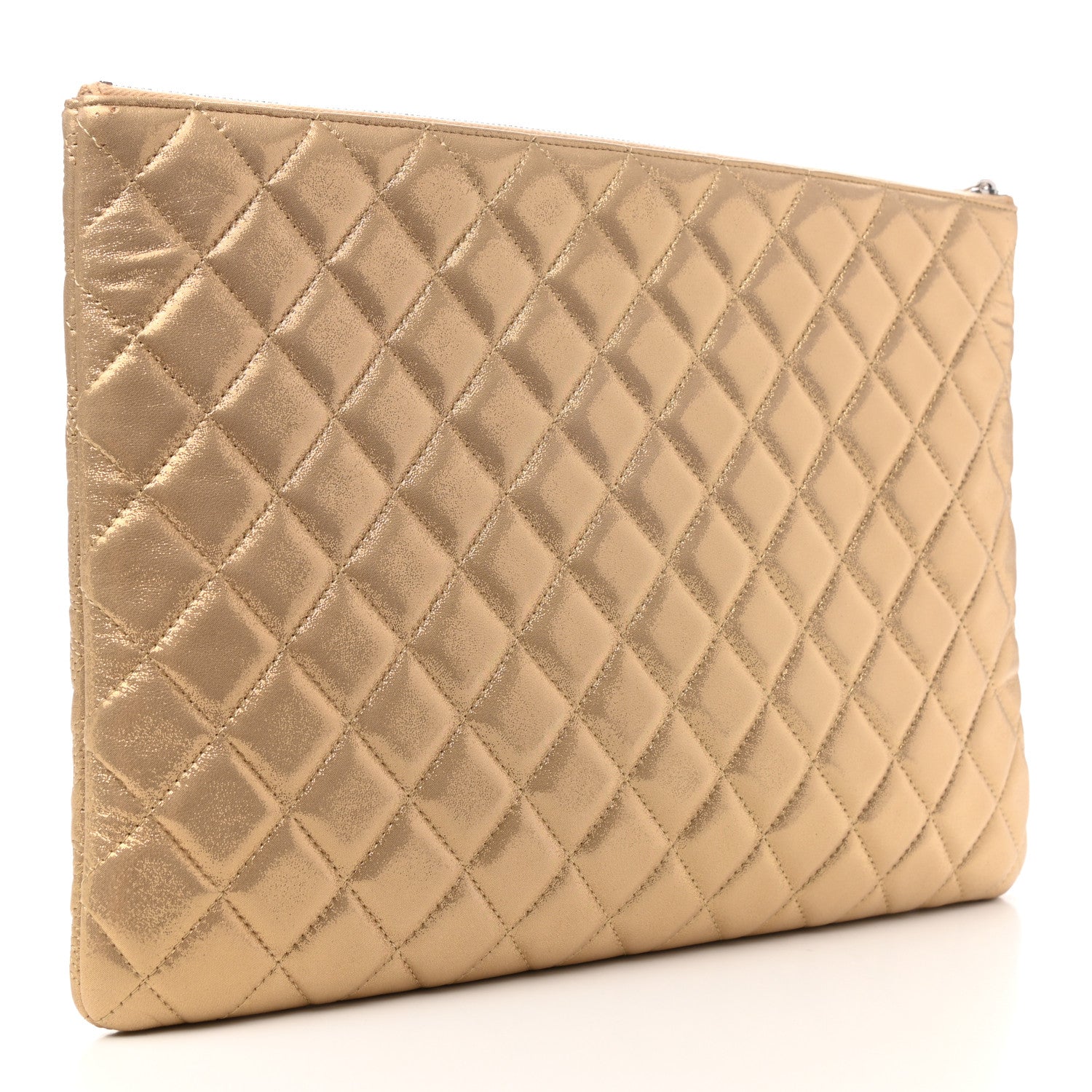 Chanel Metallic Lambskin Star Embossed Large Cosmetic Pouch Gold 3 of 7