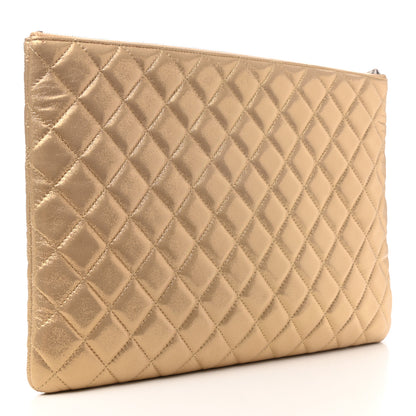 Chanel Metallic Lambskin Star Embossed Large Cosmetic Pouch Gold 3 of 7