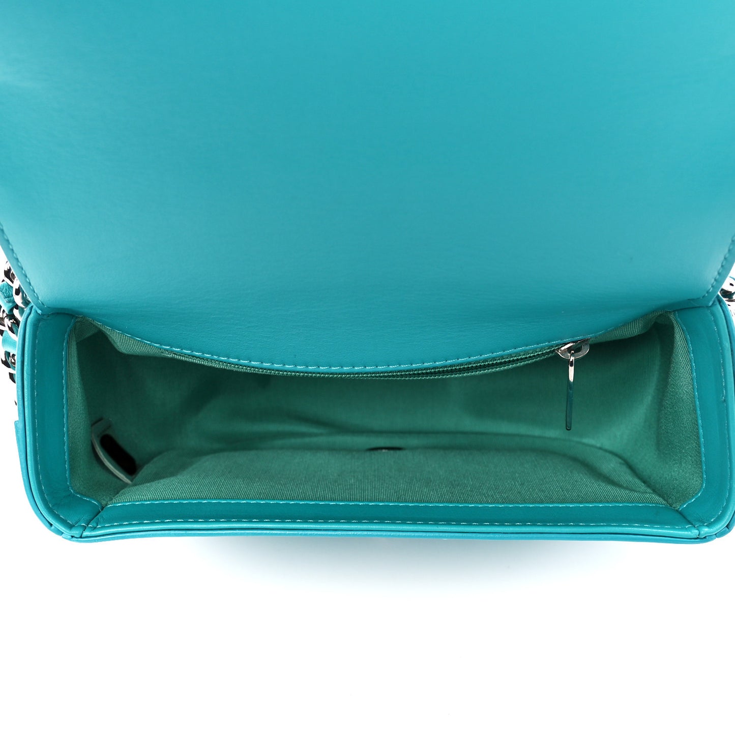 Calfskin Stitched Small Ring My Bag Flap Crossbody Turquoise