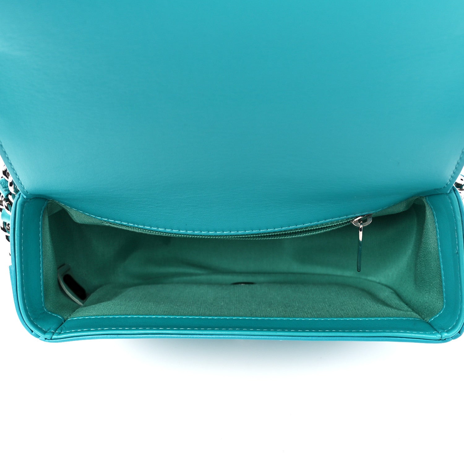 Chanel Calfskin Stitched Small Ring My Bag Flap Crossbody Turquoise 5 of 10