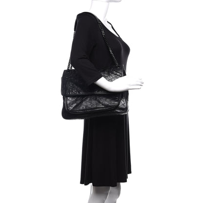 Saint Laurent Crinkled Calfskin Matelasse Monogram Large Niki Chain Satchel Black 2 of 9