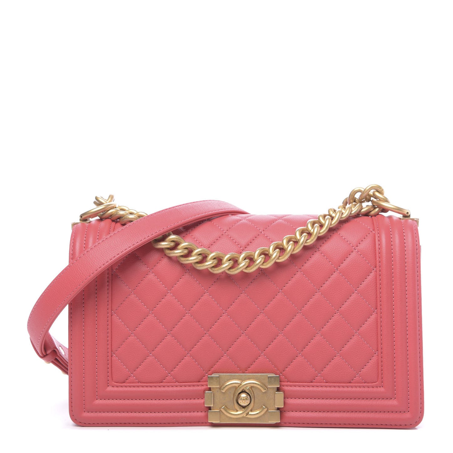 Caviar Quilted Medium Boy Flap Pink