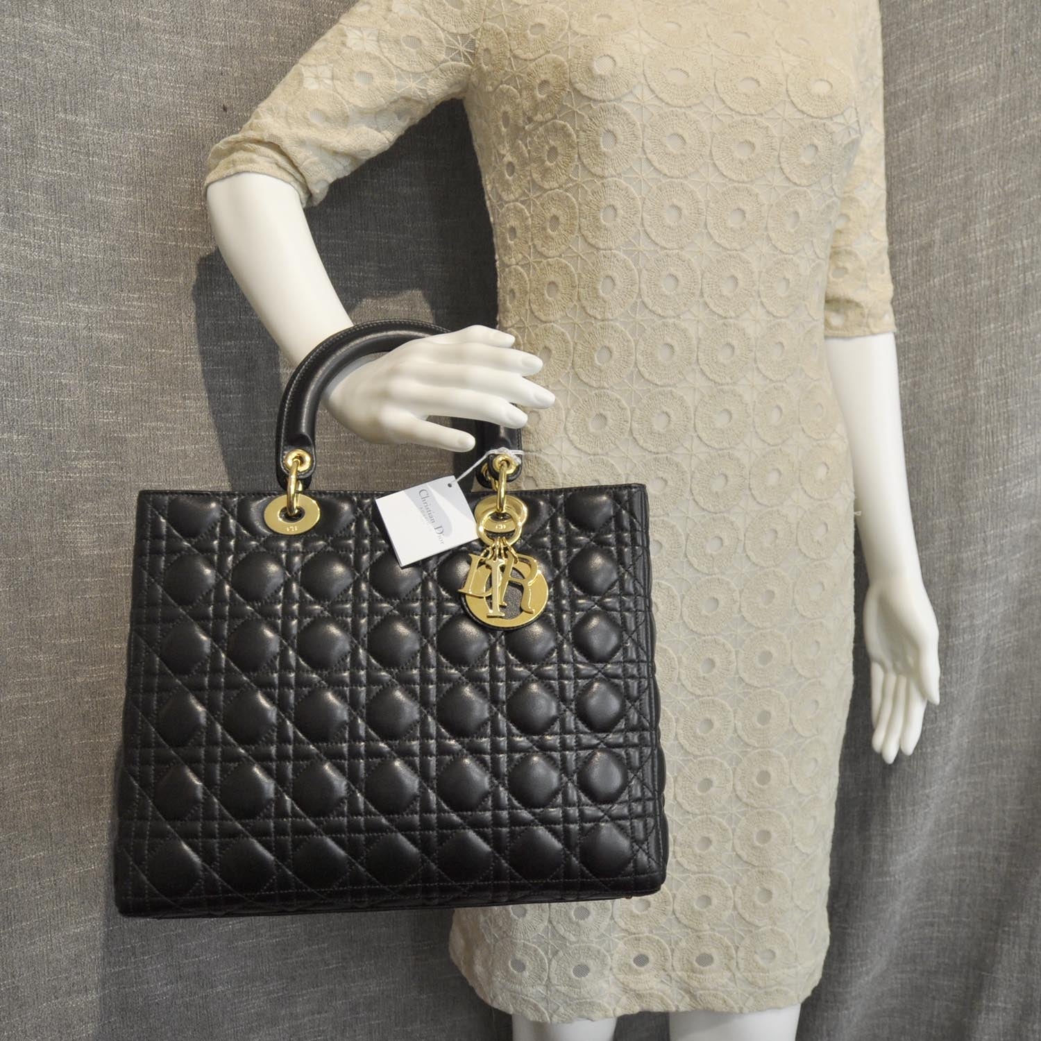 Christian Dior Lambskin Cannage Large Lady Dior Black 2 of 8