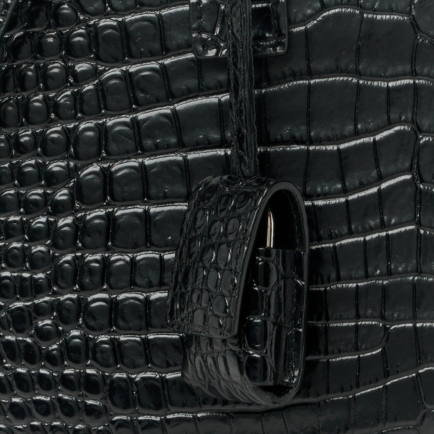 Saint Laurent Calfskin Crocodile Embossed Nano Sac De Jour Black 9 of 11