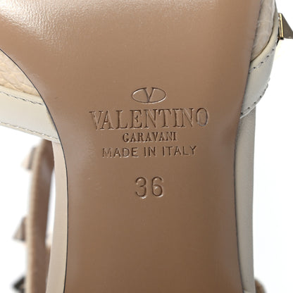 Valentino Garavani Pebbled Calfskin Rockstud Ankle Strap Low Heel Pumps 36 Ivory 7 of 8