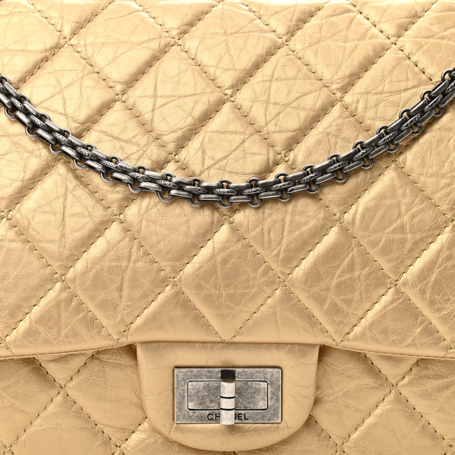 Chanel Metallic Aged Calfskin Quilted 2.55 Reissue 227 Flap Gold 7 of 10