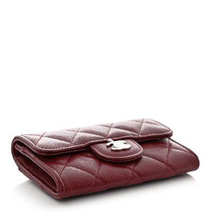 Chanel Caviar Quilted Flap Card Holder Wallet Burgundy 4 of 11