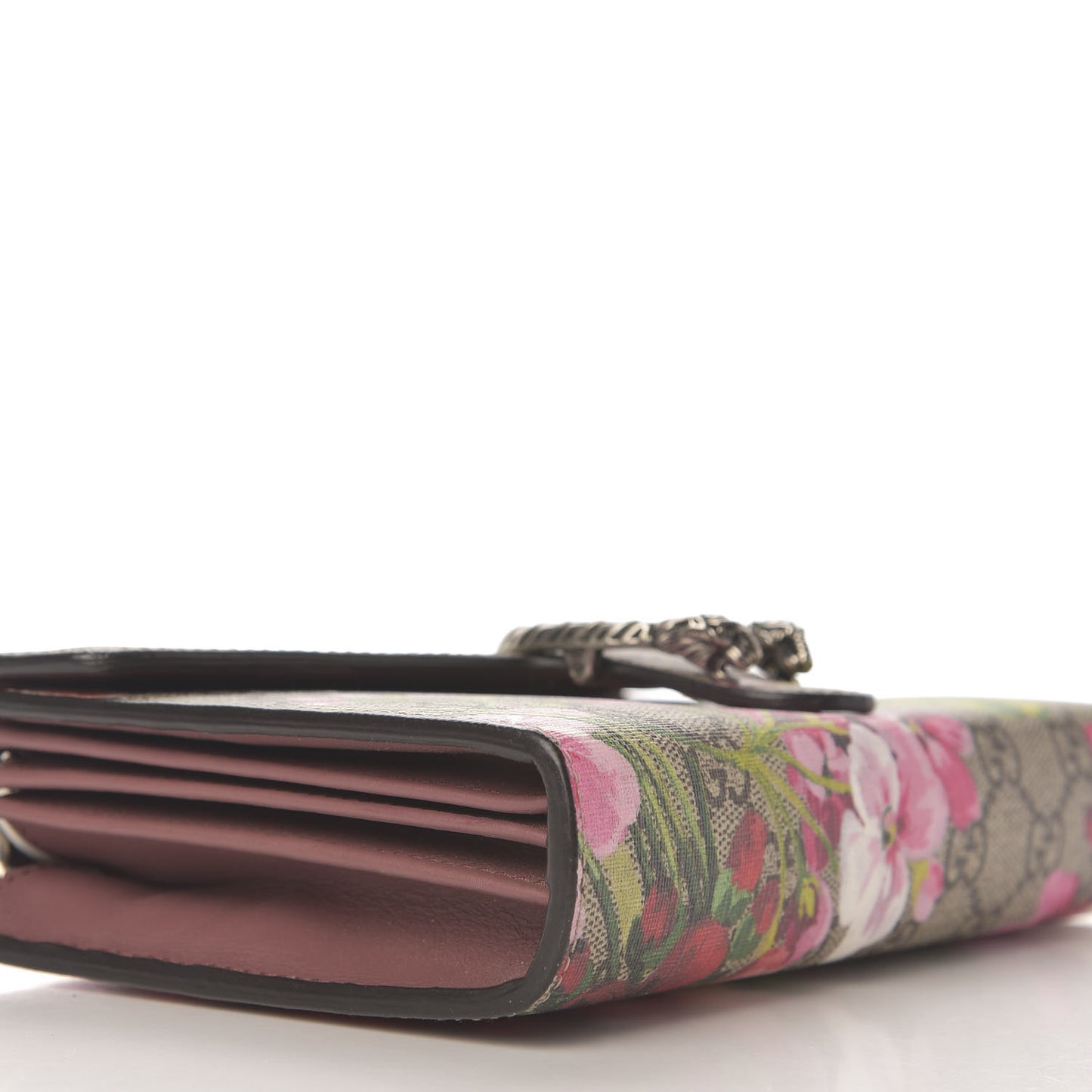 GG Supreme Monogram Blooms Mini Dionysus Chain Wallet Beige Multicolor Dry Rose