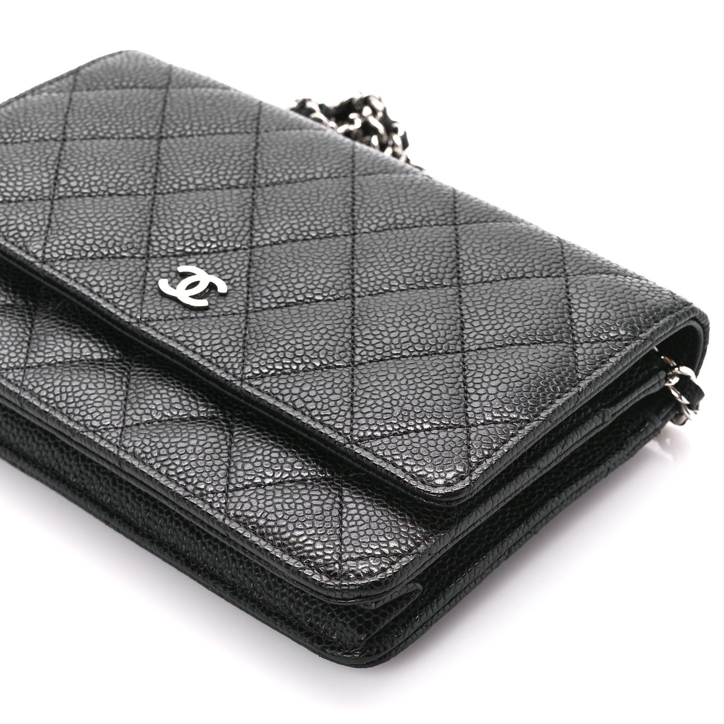 Caviar Quilted Wallet on Chain WOC Black