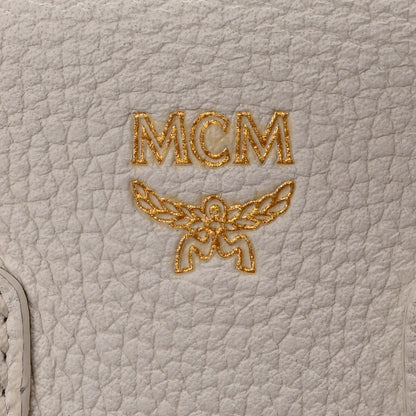 MCM Grained Calfskin Studded Mini Milla Tote White 6 of 10