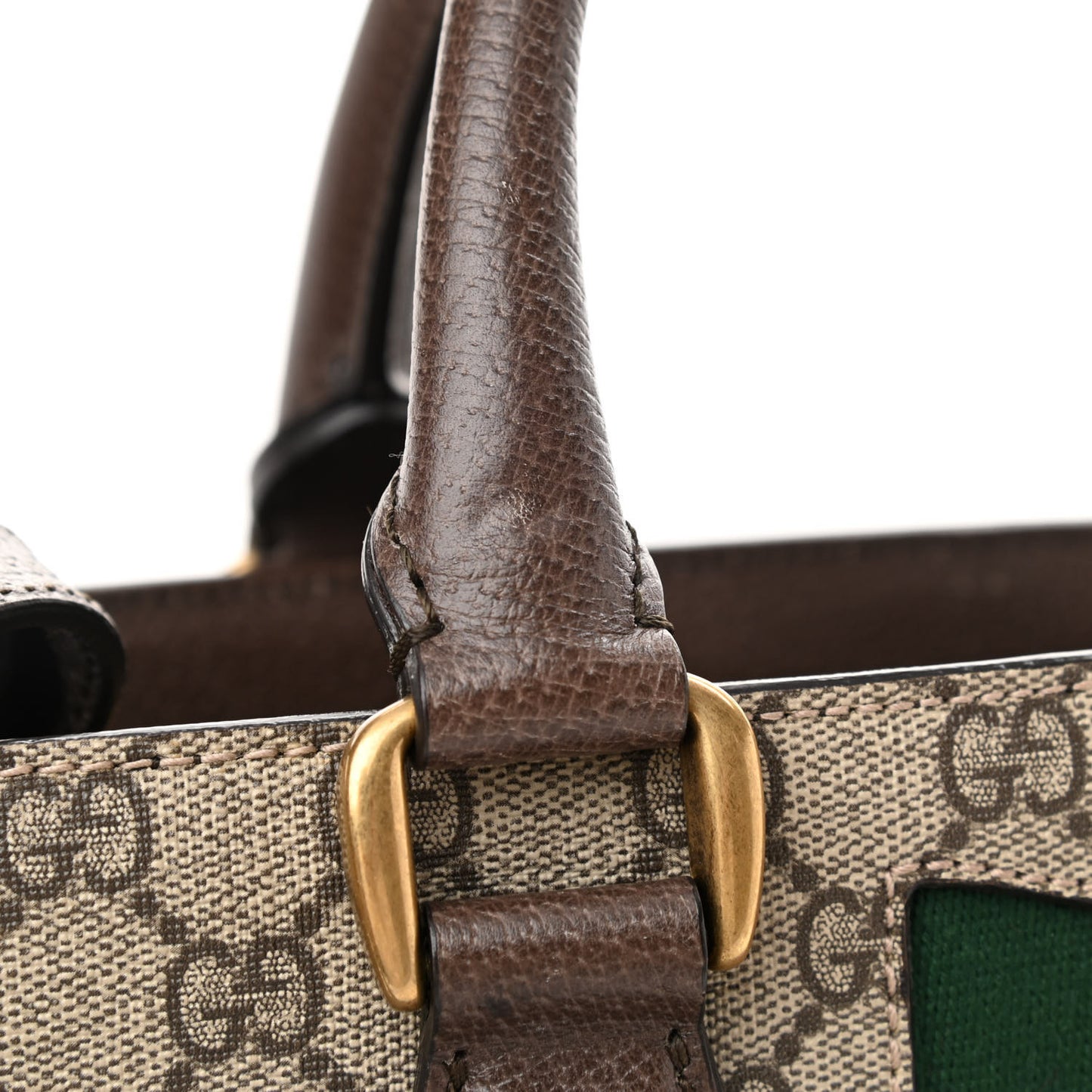GG Supreme Monogram Web XL Animalier Top Handle Tote Brown