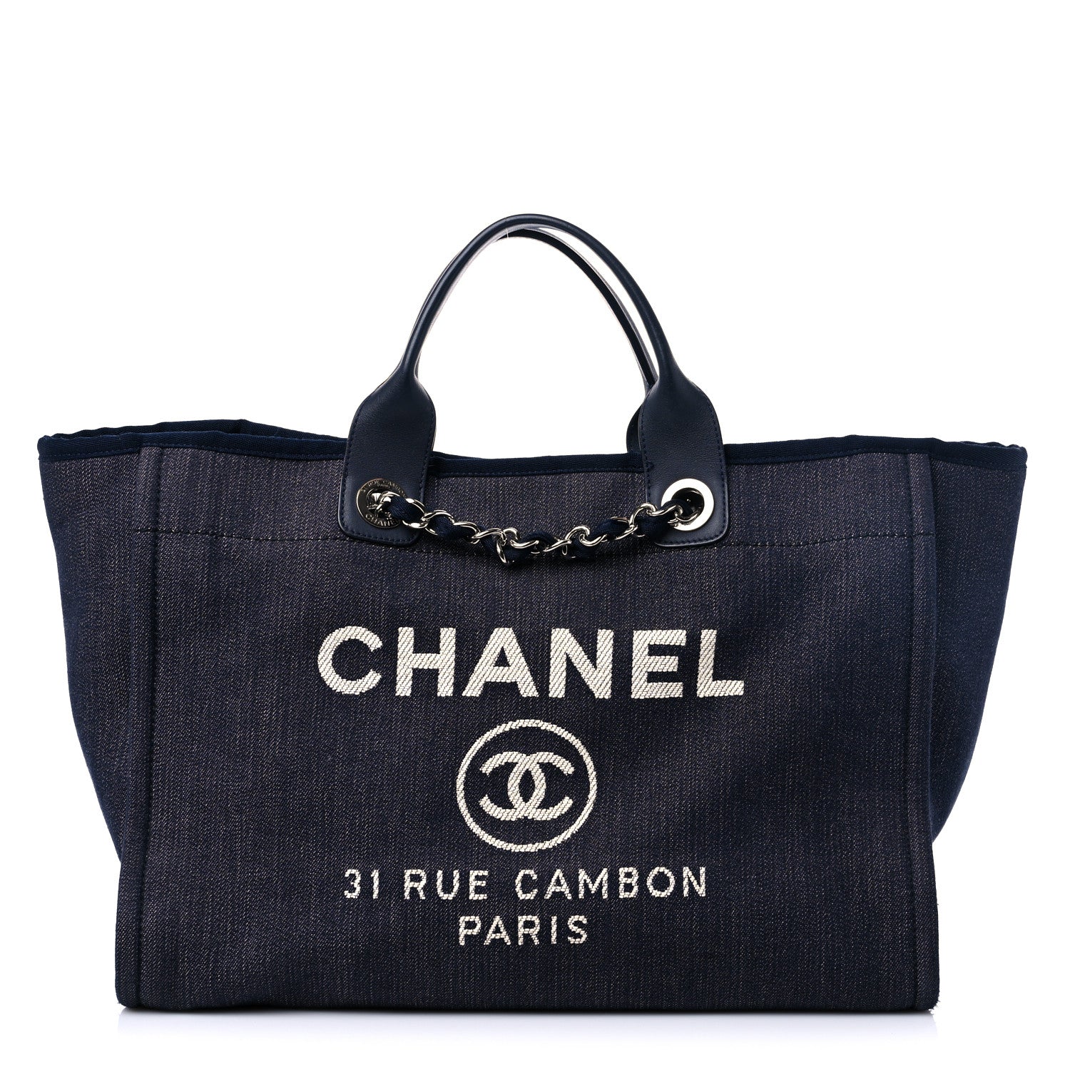 Chanel Denim Large Deauville Tote Dark Blue 1 of 17