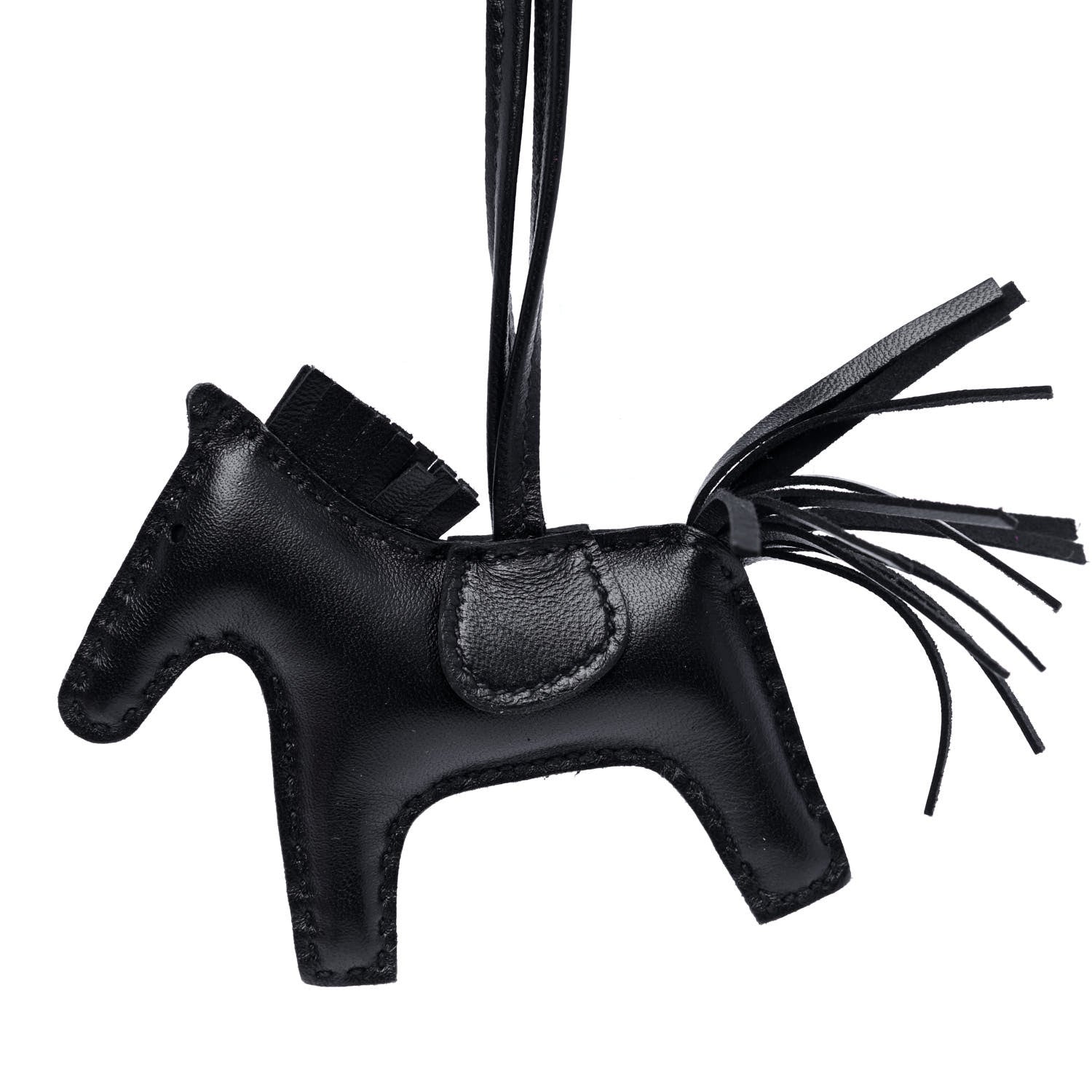 Hermes Milo Lambskin Grigri Rodeo Horse Bag Charm PM So Black 3 of 4
