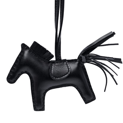 Hermes Milo Lambskin Grigri Rodeo Horse Bag Charm PM So Black 3 of 4