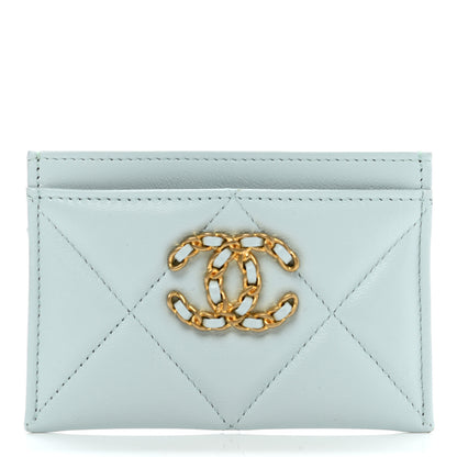 Chanel Lambskin Quilted Chanel 19 Card Holder Light Blue 1 of 9