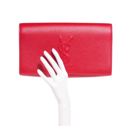 Saint Laurent Calfskin Monogram Large Belle De Jour Clutch Lipstick Red 2 of 7