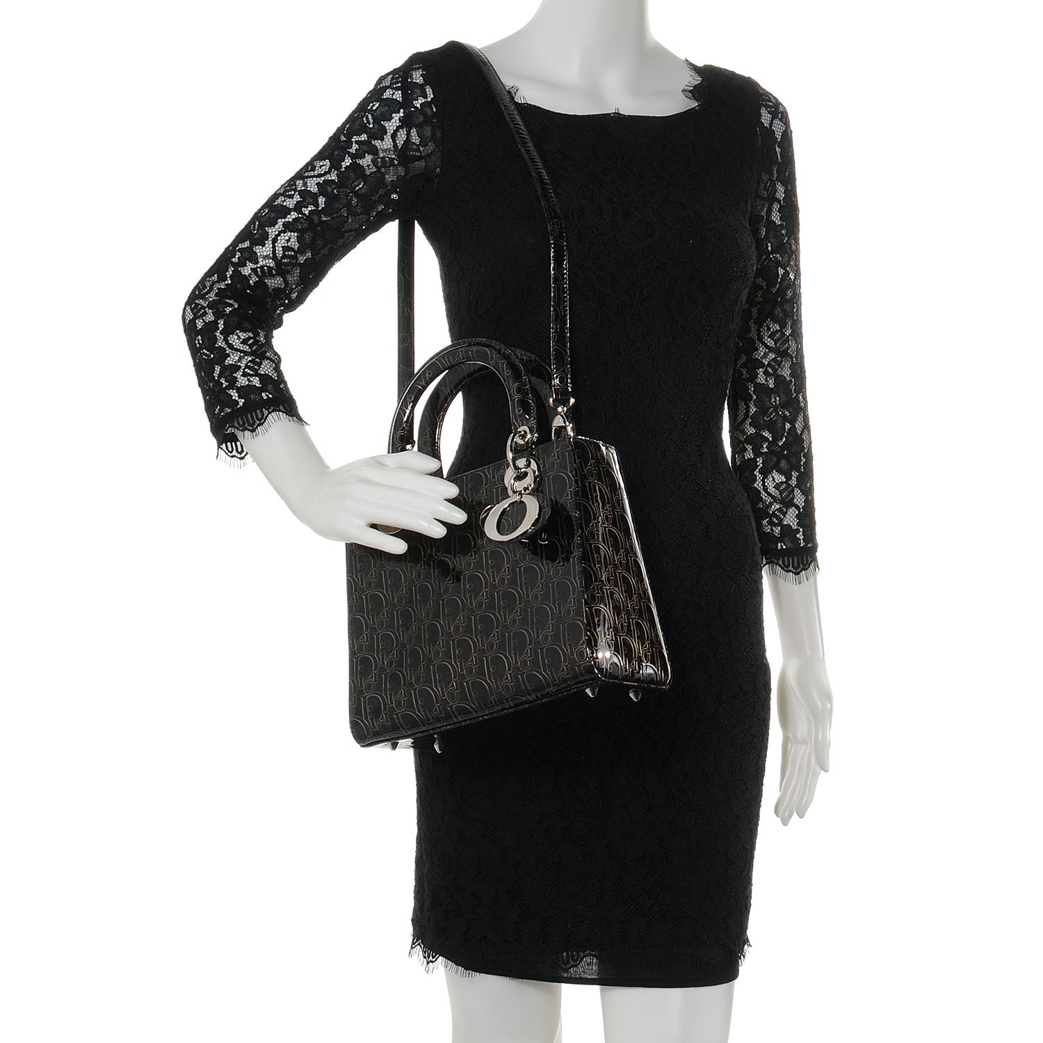 Christian Dior Patent Diorissimo Medium Lady Dior Black 2 of 8