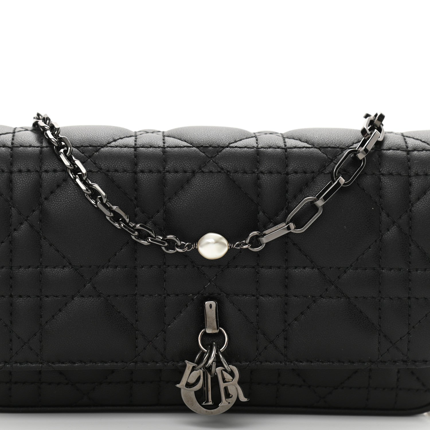 Christian Dior Lambskin Cannage Dior Talk Phone Pouch Black 8 of 10