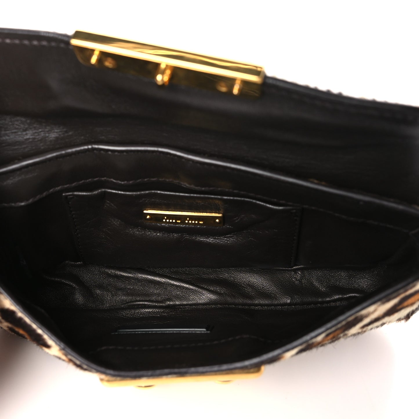 Pony Hair Leopard Print Wristlet Clutch Black