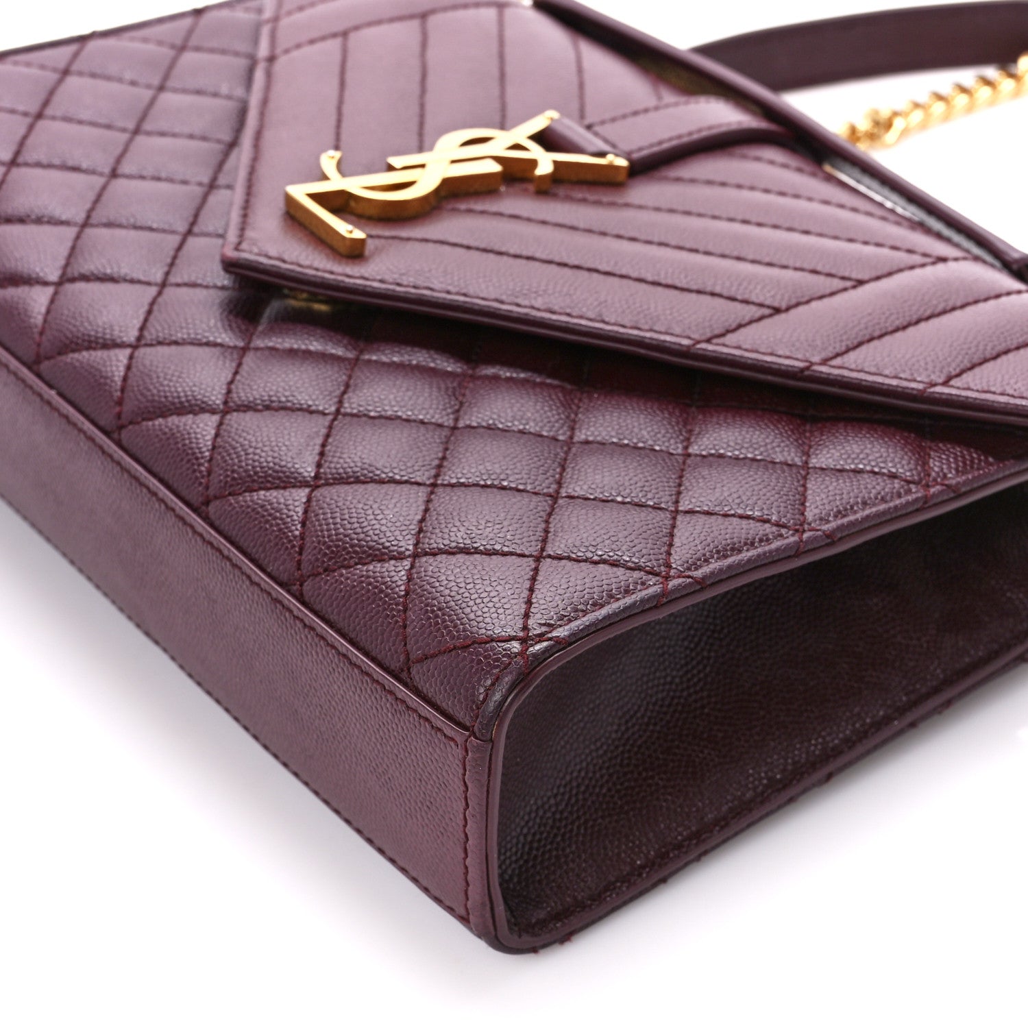 Saint Laurent Grain De Poudre Textured Mixed Matelasse Medium Triquilt Monogram Satchel Rouge Legion 11 of 16