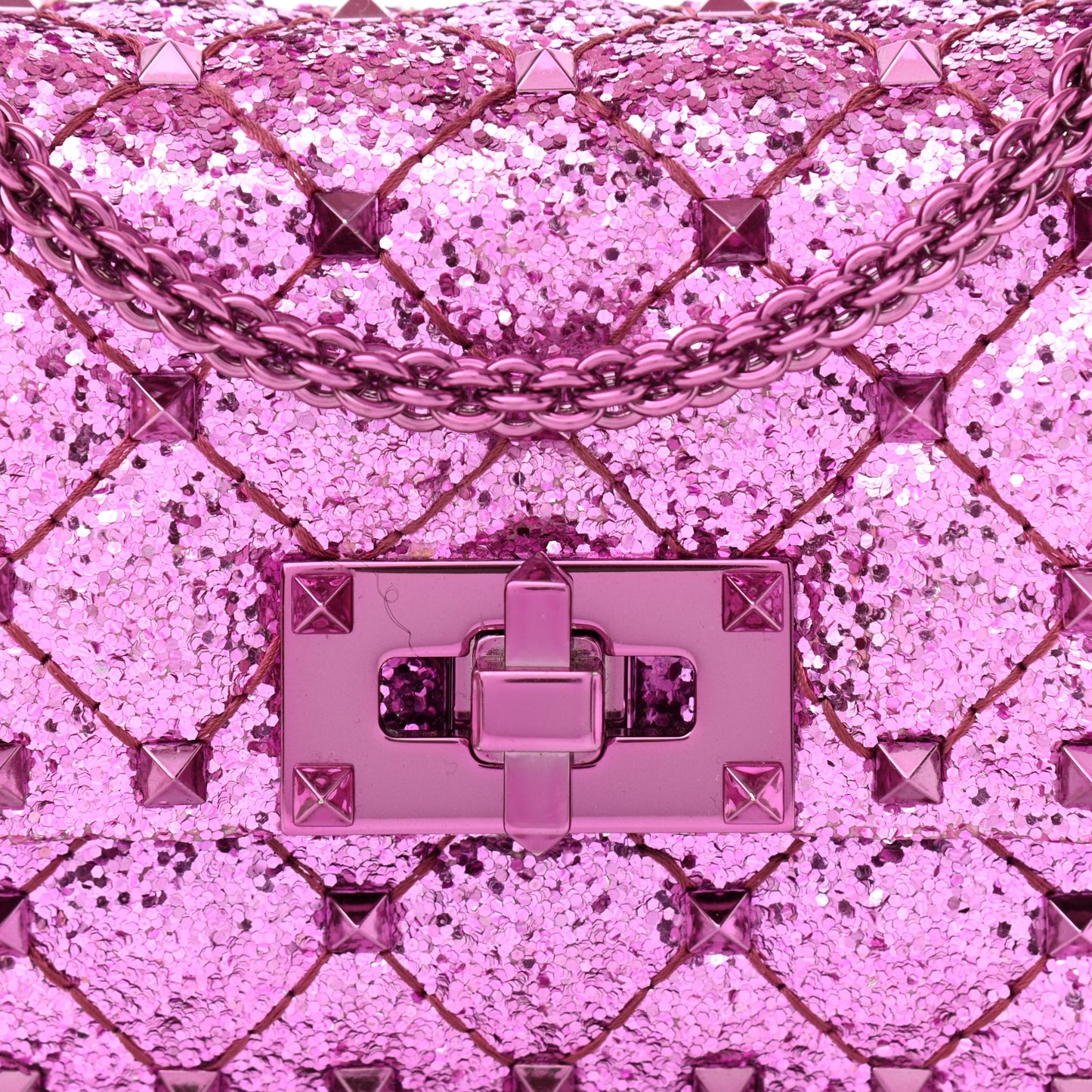 Glitter Mini Rockstud Spike Shoulder Bag Water Lilac