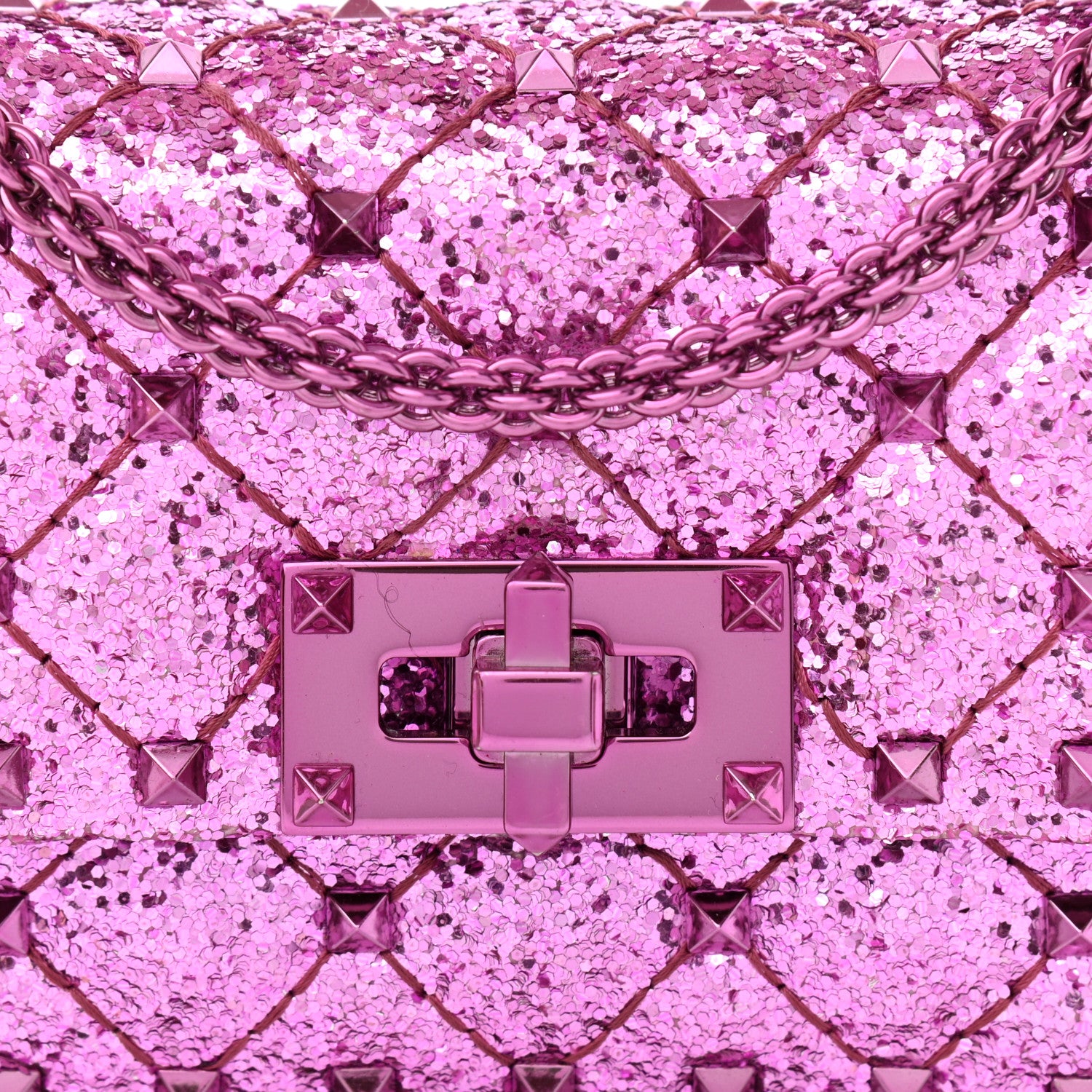 Valentino Garavani Glitter Mini Rockstud Spike Shoulder Bag Water Lilac 8 of 13
